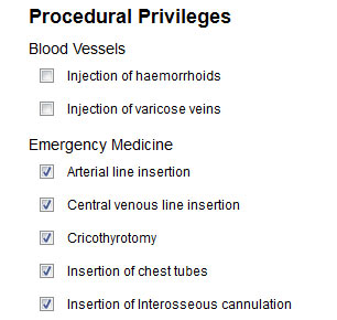 Procedural Privileges List